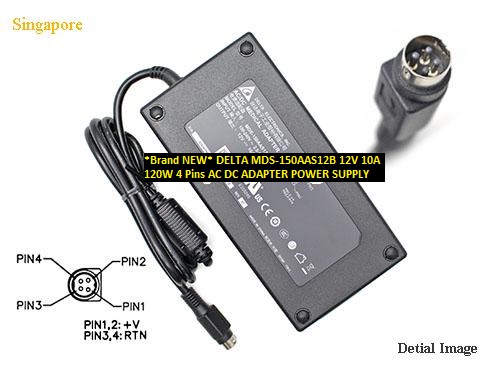 *Brand NEW* DELTA MDS-150AAS12B 12V 10A 120W 4 Pins AC DC ADAPTER POWER SUPPLY - Click Image to Close